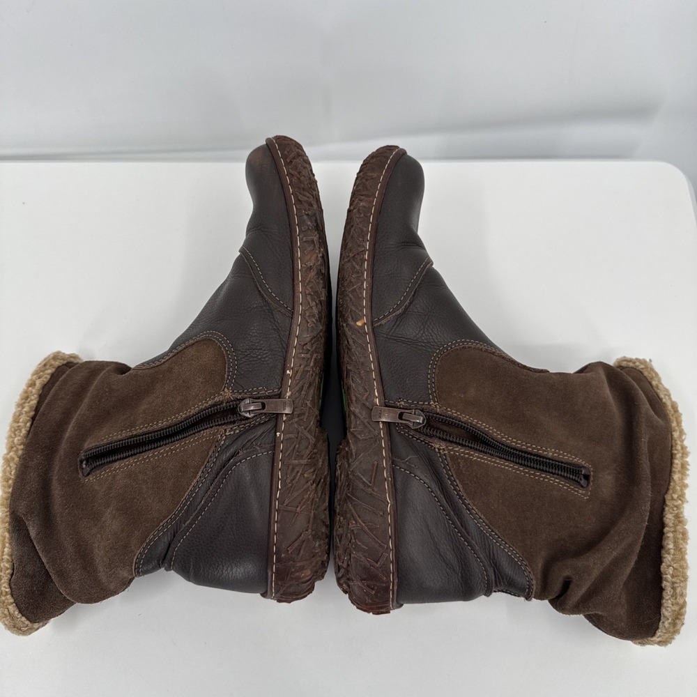 El Naturalista Nido Booties Women's Size 40 Brown Suede & Leather Sherpa Lined - Picture 8 of 13